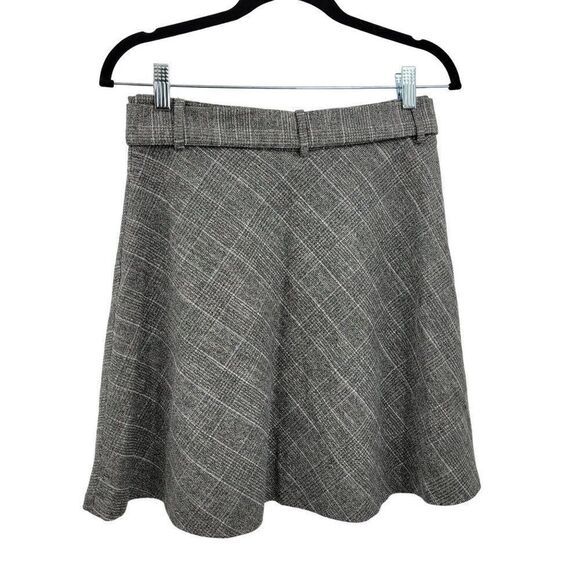 Loft Outlet Skirt Mini A-line Plaid Belted Gray 2 Light Academia Schoolgirl - Picture 8 of 10